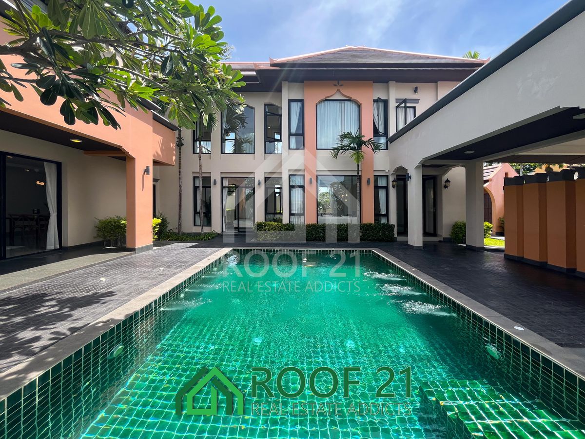 บ้านพัทยา บางแสน ชลบุรี สัตหีบ : พูลวิลล่าสไตล์ไทยโมเดิร์น ให้เช่า! ในหมู่บ้านภูธารา หรูหรา กว้างขวาง พร้อมสระว่ายน้ำส่วนตัว 4 ห้องนอน 5 ห้องน้ำ