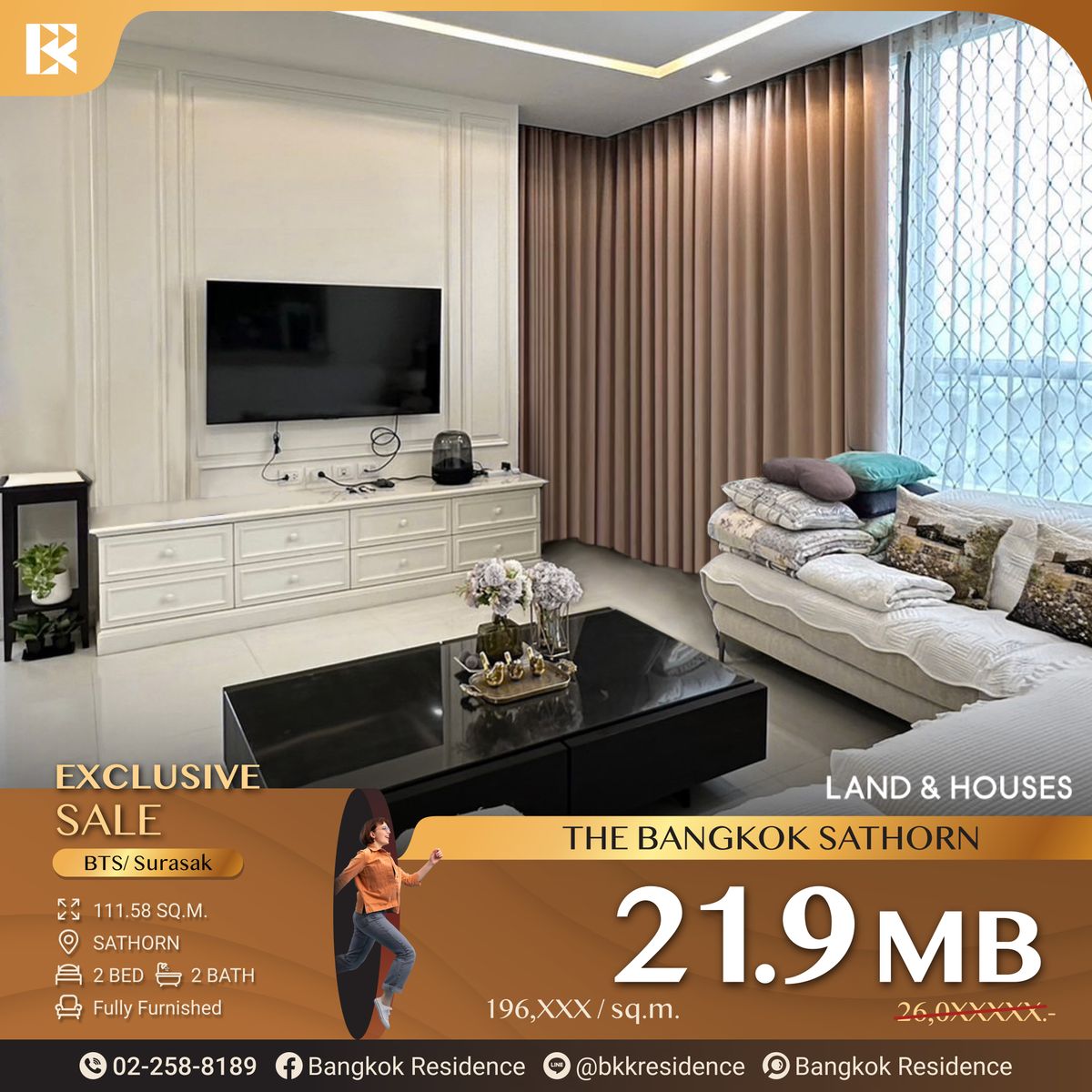 For SaleCondoSathorn, Narathiwat : Unlock luxury living! the bangkok sathorn - exclusive corner suite at the best price in the project, near BTS surasak