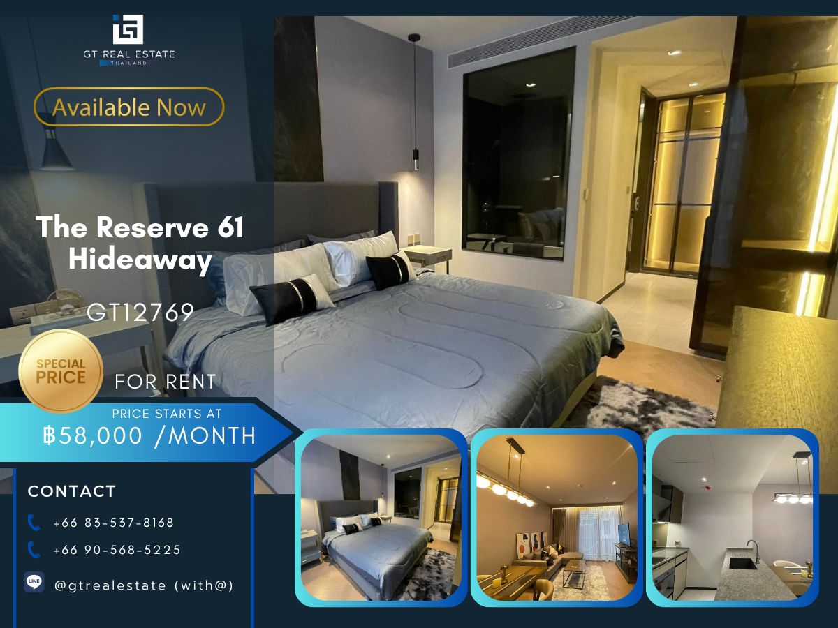 ให้เช่าคอนโดสุขุมวิท อโศก ทองหล่อ : คอนโด The Reserve 61 Hideaway เดินทางสะดวก ใกล้รถไฟฟ้าบีทีเอส มีรถรับส่ง ห้องสวย เฟอร์นิเจอร์ครบ พร้อมอยู่ทันที!!
