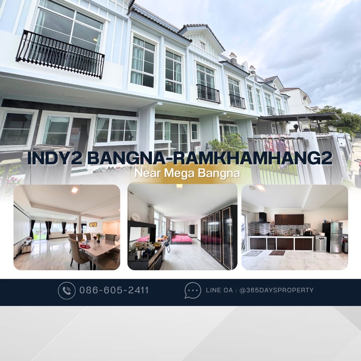 ให้เช่าทาวน์โฮมบางนา แบริ่ง ลาซาล : 💥ForRent💥5Bed • Indy2 Bangna Ramkhamhang2 🏡 Near Mega Bangna‼️ Ready to move in ‼️  Fully Furnished ✨
