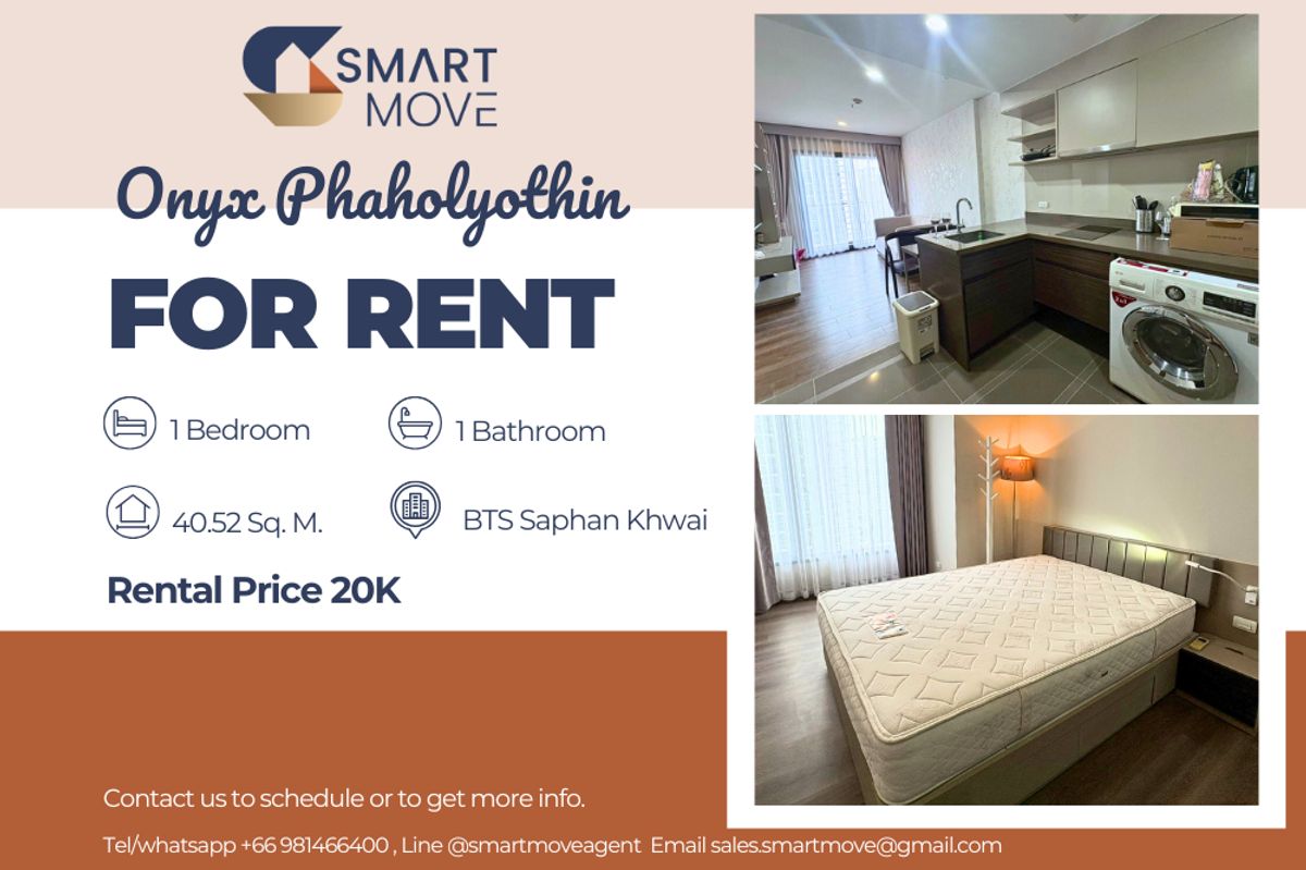 For RentCondoSapankwai,Jatujak : 🔥 For Rent !! 🔥 Code C20231200268..........Onyx Phaholyothin, 1 bedroom, 1 bathroom, high floor 18++, furnished, ready to move in 📣📣