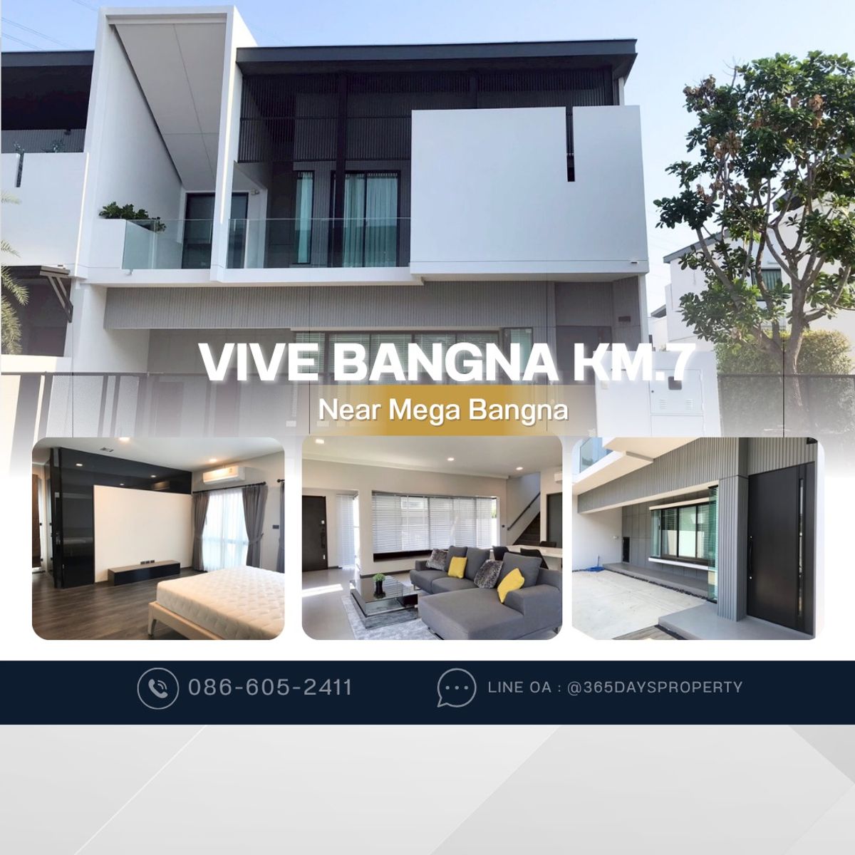 ให้เช่าทาวน์โฮมบางนา แบริ่ง ลาซาล : 💥ForRent💥3Bed +1Maid • Vive Bangna KM.7 🏡 Near Mega Bangna 🛒Corner House with Private Garden 🌳Ready to move in ‼️  Fully Furnished ✨