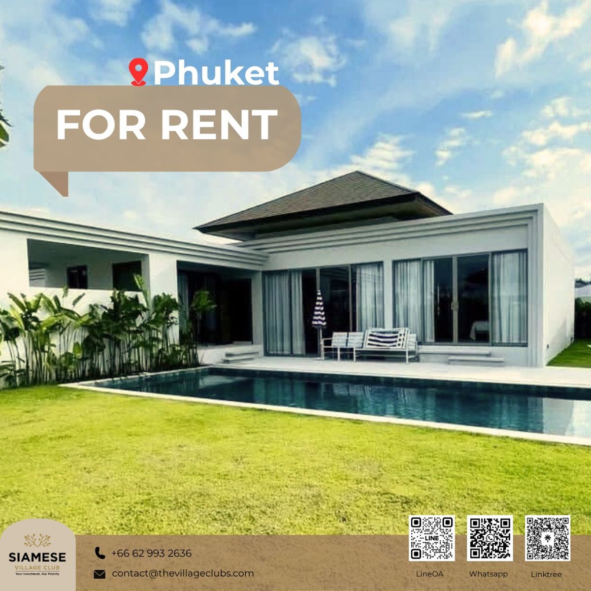 ให้เช่าภูเก็ต : Luxury 3-Bedroom Villa for Rent in Phuket