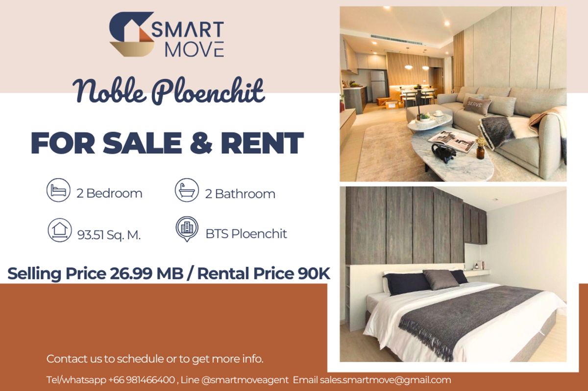คอนโดวิทยุ ชิดลม หลังสวน : 🔥 สำหรับขาย - เช่า !!🔥 Code C20221209435..........Noble Ploenchit, 2 ห้องนอน, 2 ห้องน้ำ, ชั้นสูง, ชั้นสูง, แต่งครบ, พร้อมเข้าอยู่, ราคาพิเศษ!!📣📣