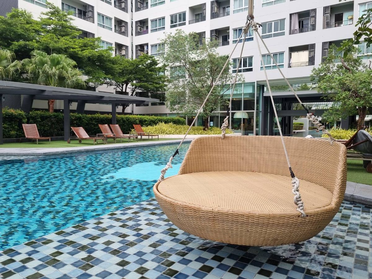 For RentCondoOnnut, Udomsuk : 🌿✨ Rent Elio Del Ray (Sukhumvit 64) Building G floor, 6th floor, Pool View room & Resort style garden near BTS Punnawithi and Udomsuk ✨🌿