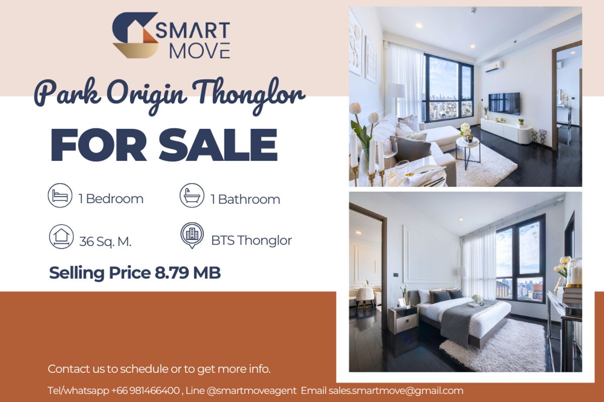 ขายคอนโดสุขุมวิท อโศก ทองหล่อ : 🔥 ขายพร้อมผู้เช่า !!🔥 Code C20250600075..........Park Origin Thonglor, 1 ห้องนอน, 1 ห้องน้ำ, ชั้นสูง 34++, แต่งครบ, ราคาพิเศษ!!📣📣