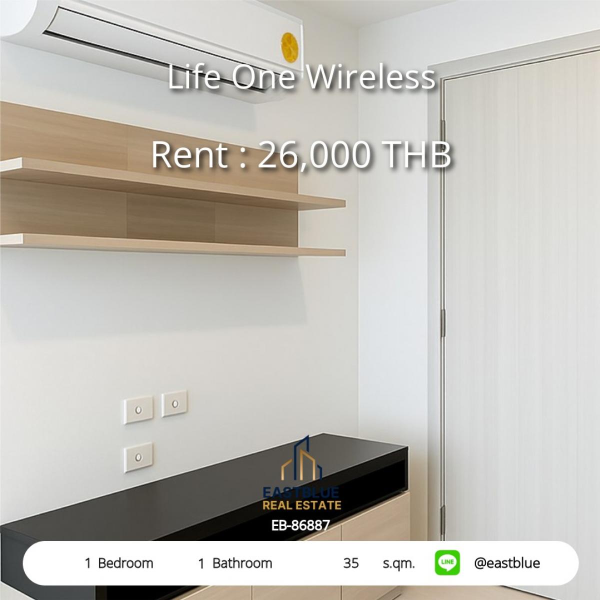For RentCondoWitthayu, Chidlom, Langsuan, Ploenchit : Life One Wireless 1 ห้องนอน ใจกลางเพลินจิต เช่า 26,000 บาท/เดือน ใกล้ BTS/MRT คอมมูนิตี้ครบ!