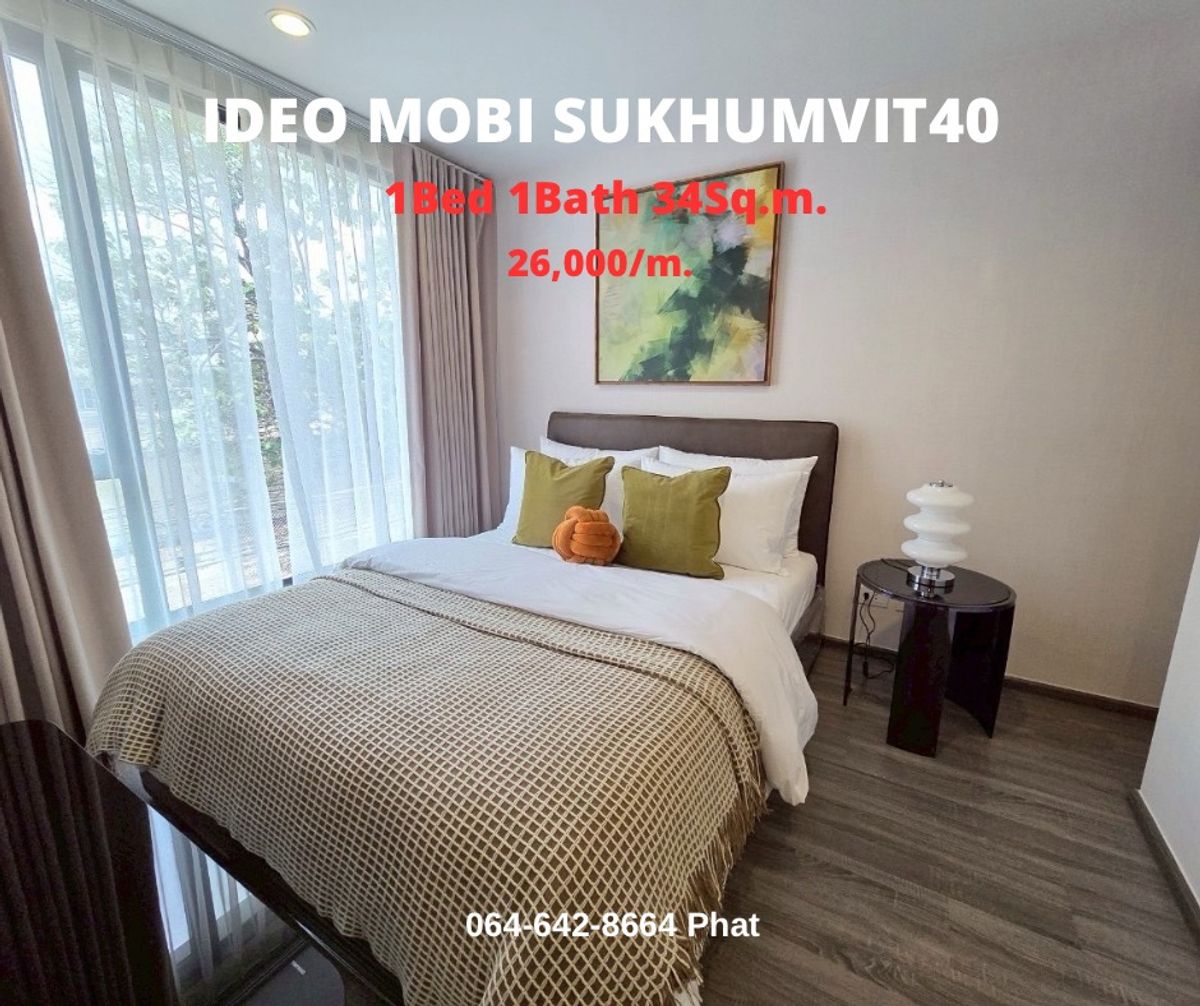 For RentCondoSukhumvit, Asoke, Thonglor : For Rent Low Rise Condoideo Mobi Sukhumvit 40 1BED 1BATH 34SQ.M. 26K/MCONTACT 0646428664 (Phat)