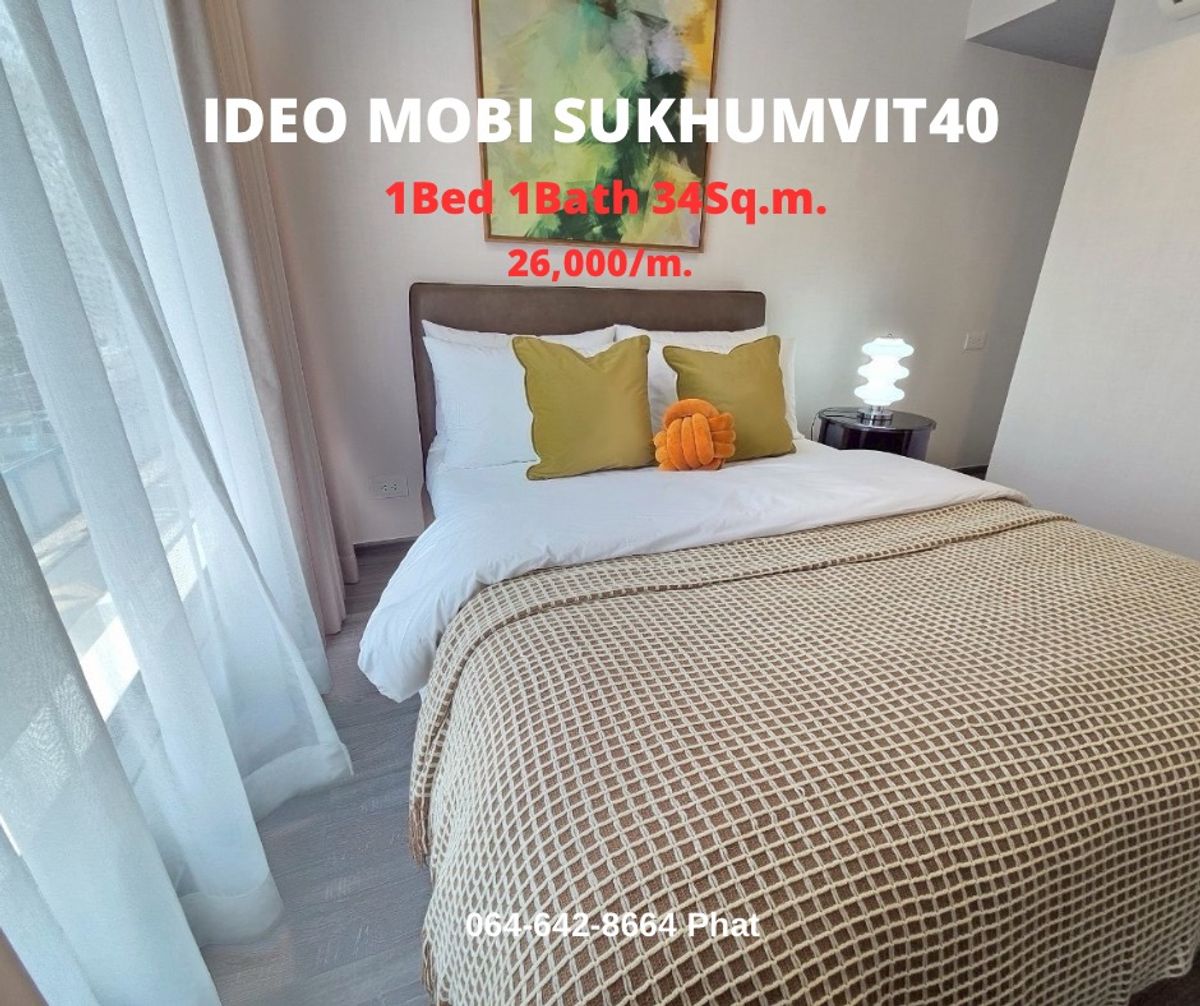 For RentCondoSukhumvit, Asoke, Thonglor : For Rent Low Rise Condoideo Mobi Sukhumvit 40 1BED 1BATH 34SQ.M. 26K/MCONTACT 0646428664 (Phat)