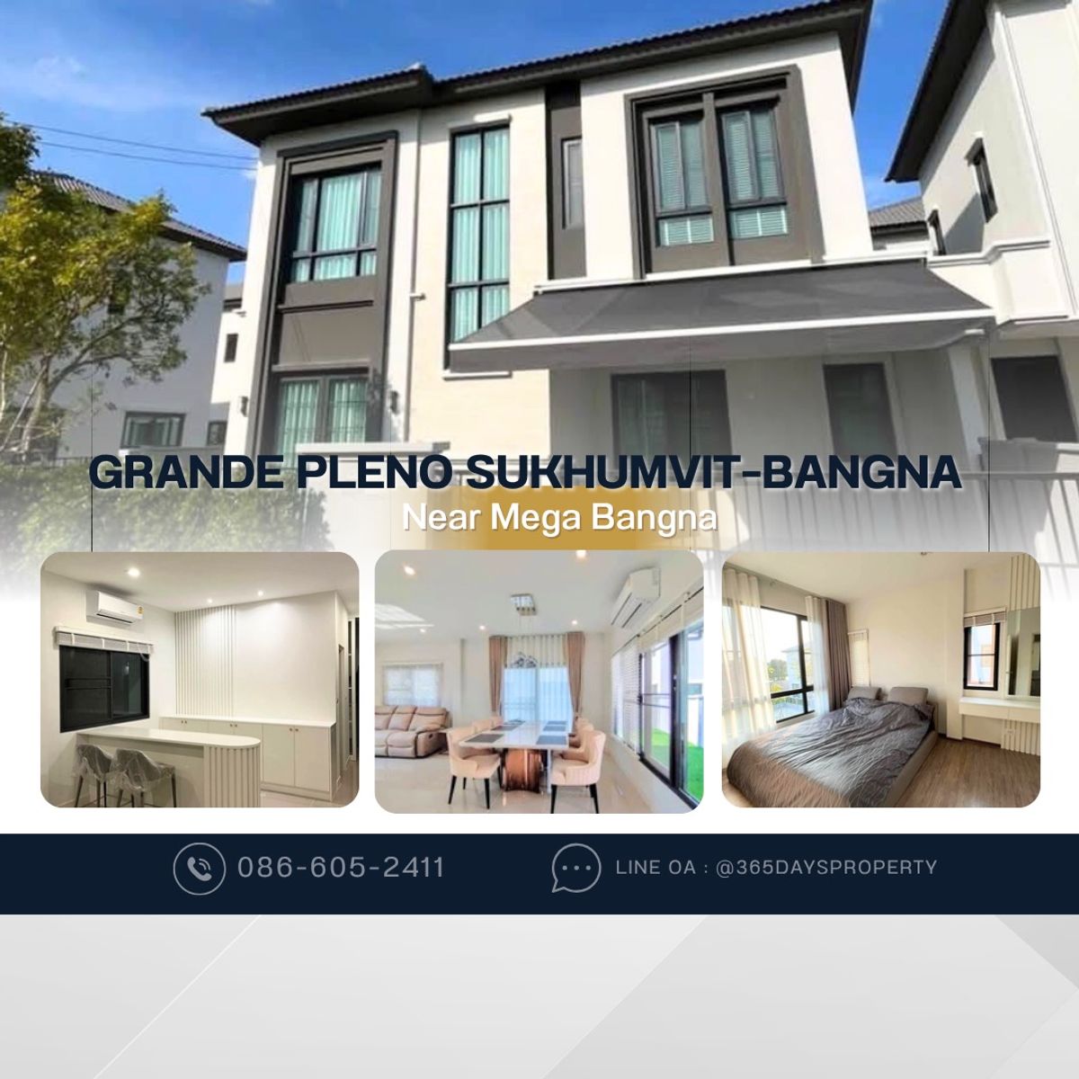 ให้เช่าบ้านสมุทรปราการ สำโรง : 💥ForRent💥3Bed •  Grande Pleno Sukhumvit–Bangna 🏡 Near Mega Bangna 🐶🐱 Pet Friendly* Ready to move in ‼️  Fully Furnished ✨