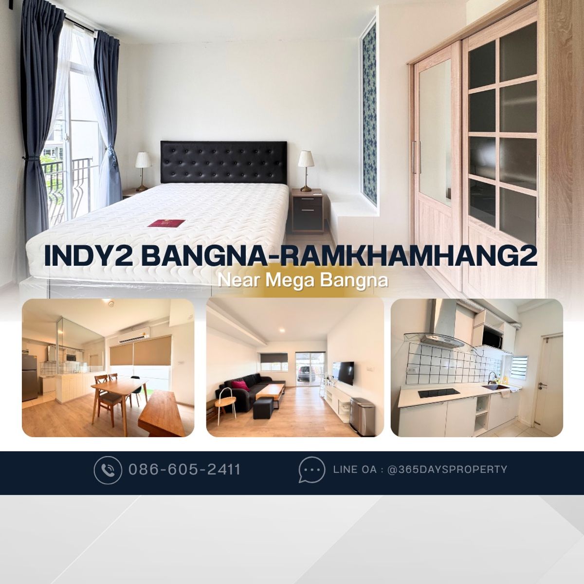 ให้เช่าทาวน์โฮมบางนา แบริ่ง ลาซาล : 💥ForRent💥3Bed • Indy2 Bangna Ramkhamhang2 🏡 Near Mega Bangna‼️  Ready to move in ‼️  Fully Furnished ✨