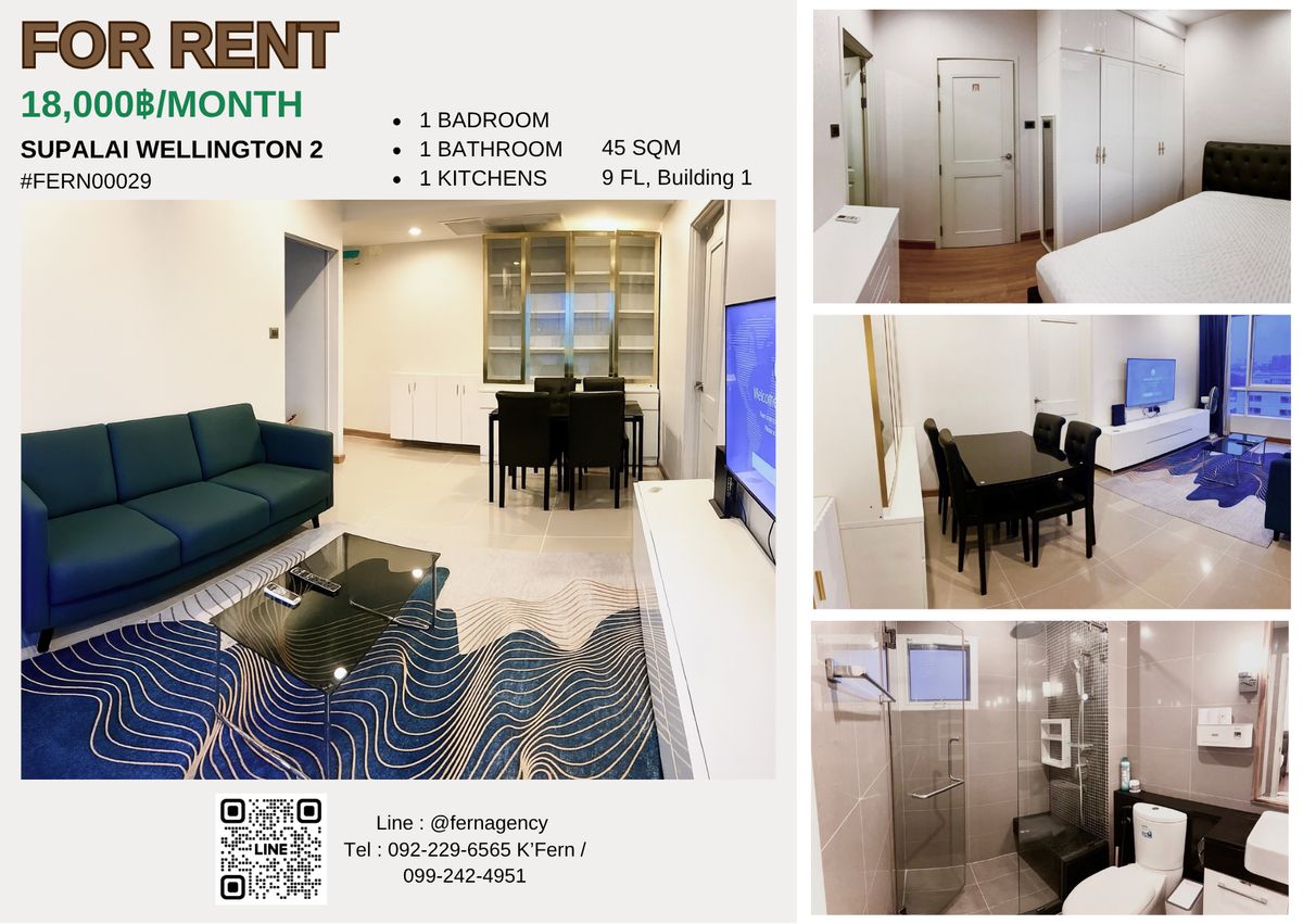 For RentCondoRama9, Petchburi, RCA : 🌟 Condo for Rent Supalai Wellington 2 - Built -in. The whole room is complete, ready to approach MRT Cultural Center 🌟