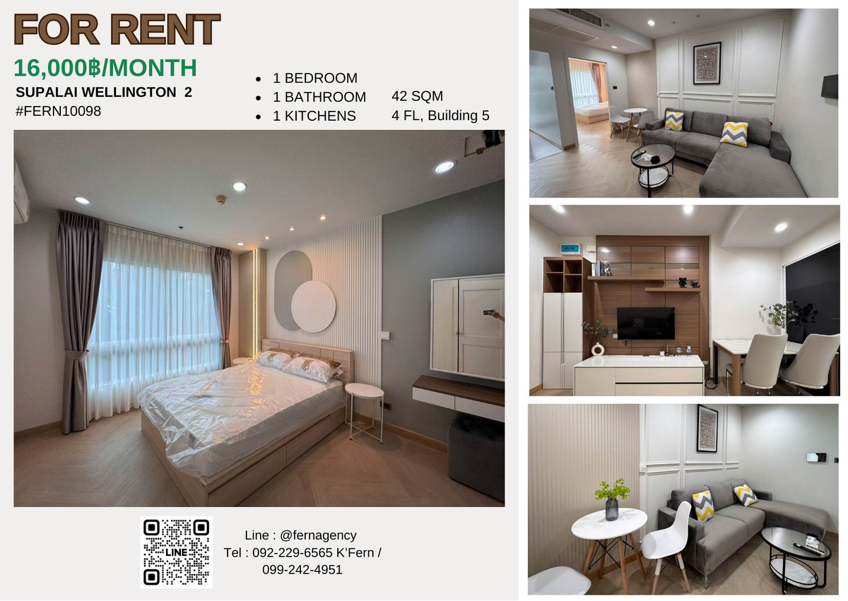 For RentCondoRama9, Petchburi, RCA : 🌟 Condo for Rent Supalai Wellington 2 - Built -in. The whole room is complete, ready to approach MRT Cultural Center 🌟