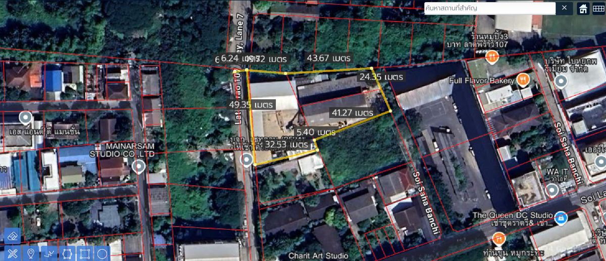 For SaleLandLadprao101, Happy Land, The Mall Bang Kapi : Beautiful plot of land for sale, quiet location, Soi Lat Phrao 107, area 1-2-3.9 rai @ 125k per square meter