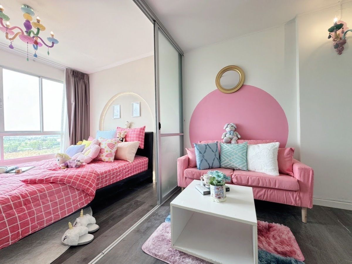 For RentCondoBangna, Bearing, Lasalle : Live Your Cutest Life! 💖 Charming Studio for Rent at Dcondo Campus Resort Bangna, near ABAC!