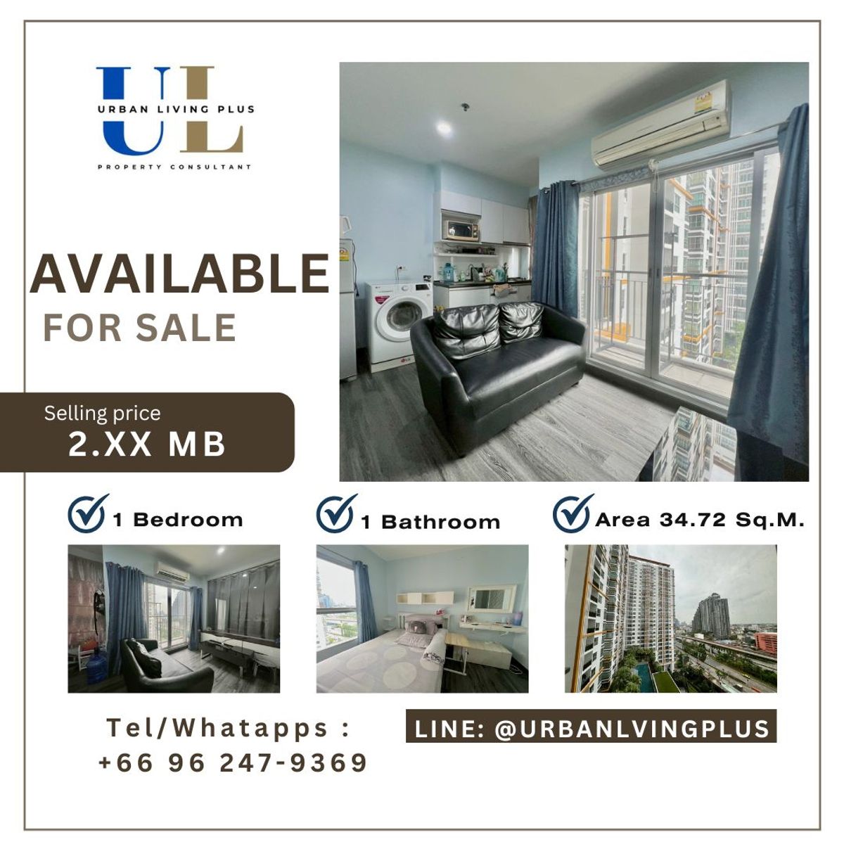 ขายคอนโดท่าพระ ตลาดพลู วุฒากาศ : ( U20250701100 ) ราคาดีที่สุด Tel/Line 096-2479369 , ขาย เดอะพาร์คแลนด์ ตากสิน - ท่าพระ , 1 ห้องนอน 1 ห้องน้ำ 34.72 ตร.ม. ไม่เคยปล่อยเช่า พร้อมอยู่ ✨