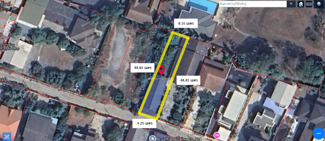 For SaleLandPathum Thani,Rangsit, Thammasat : Land for sale in Pathum Thani city, width 9 meters, depth 44 meters, near Pathum Thani-Sai Nai Road, area 400 sq m.