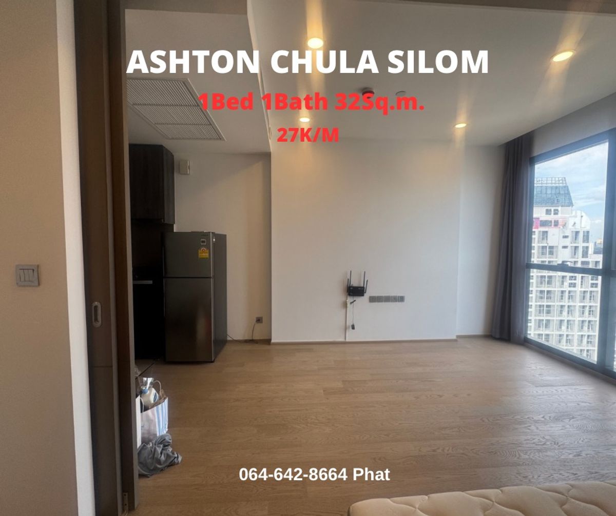 For RentCondoSiam Paragon ,Chulalongkorn,Samyan : For Rent Ashton Chula Silom1bed 1Bath 32SQ.M. 27K/MCONTACT 0646428664 (Phat)