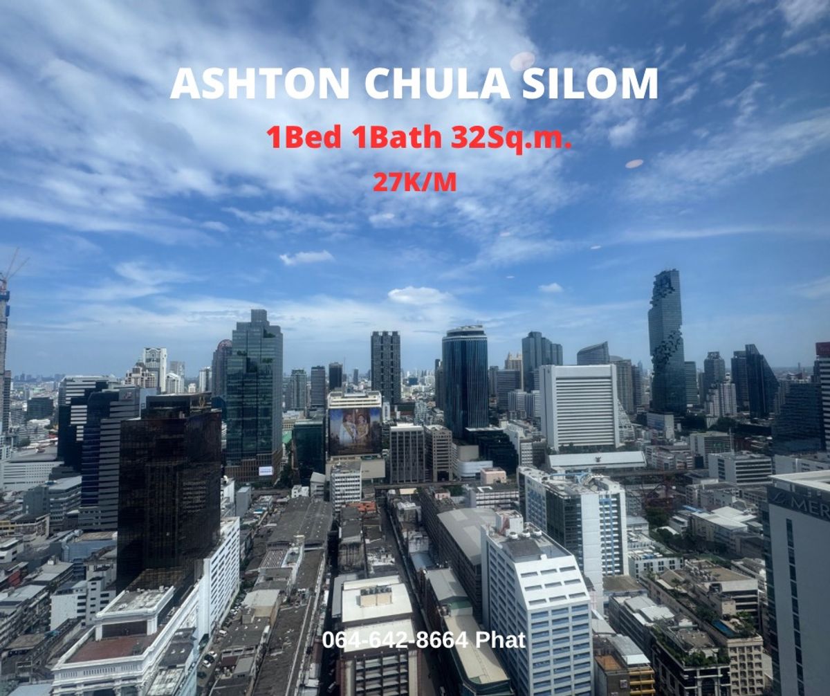 For RentCondoSiam Paragon ,Chulalongkorn,Samyan : For Rent Ashton Chula Silom1bed 1Bath 32SQ.M. 27K/MCONTACT 0646428664 (Phat)