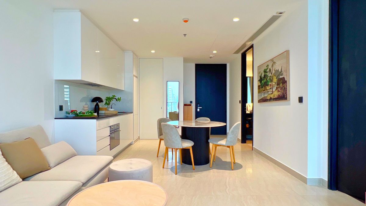 For RentCondoSathorn, Narathiwat : Tait Sathorn 12, Near by BTS, Pet Friendly Condo for Rent Fully Fully Furnished with Minimal Decoration 68S, QM. 1 Bed 1 Bath. Totten Sathorn 12 Condo can be raised near BTS Louis Line: 88nuna.