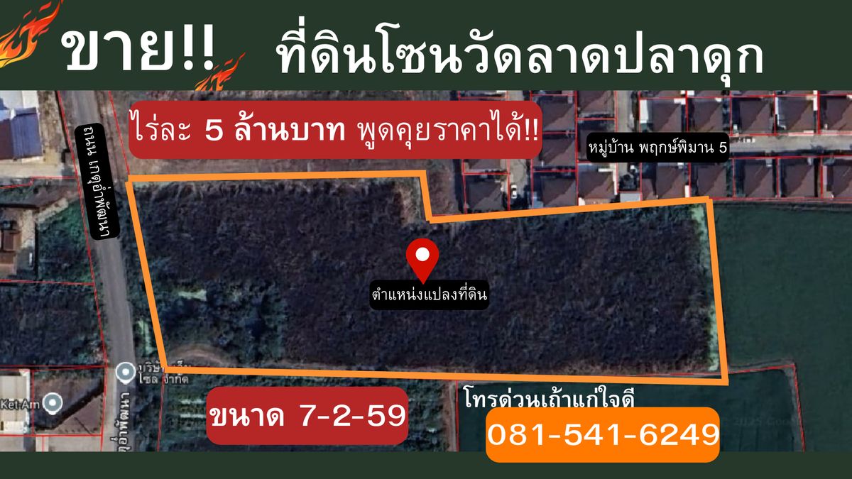 ขายที่ดินนนทบุรี บางใหญ่ บางบัวทอง : ขายที่ดินโซนวัดลาดปลาดุก บางบัวทอง