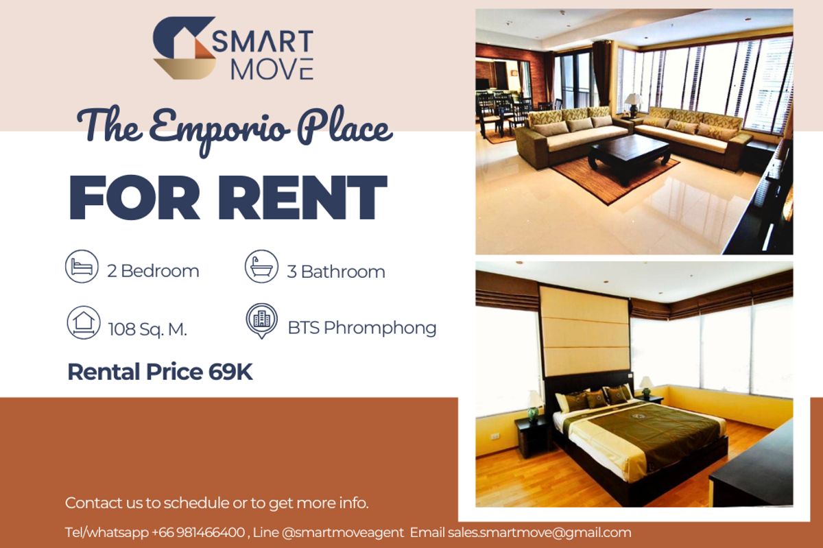 For RentCondoSukhumvit, Asoke, Thonglor : 🔥 For Rent !!🔥 Code C20230207980..........The Emporio Place, 2 bedroom, 3 bathroom, corner room, furnished, ready to move in 📣📣
