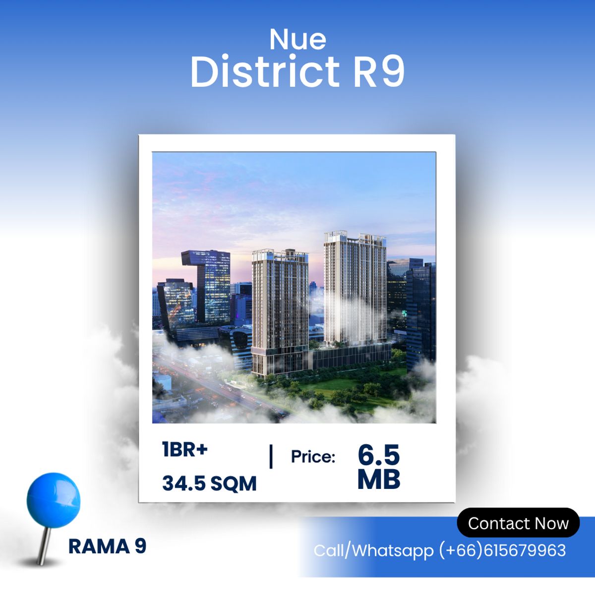 ขายคอนโดพระราม 9 เพชรบุรีตัดใหม่ RCA : Foreign Quota Modern 1 Bedroom Plus Residence in Bangkok’s New CBD at NUE District R9