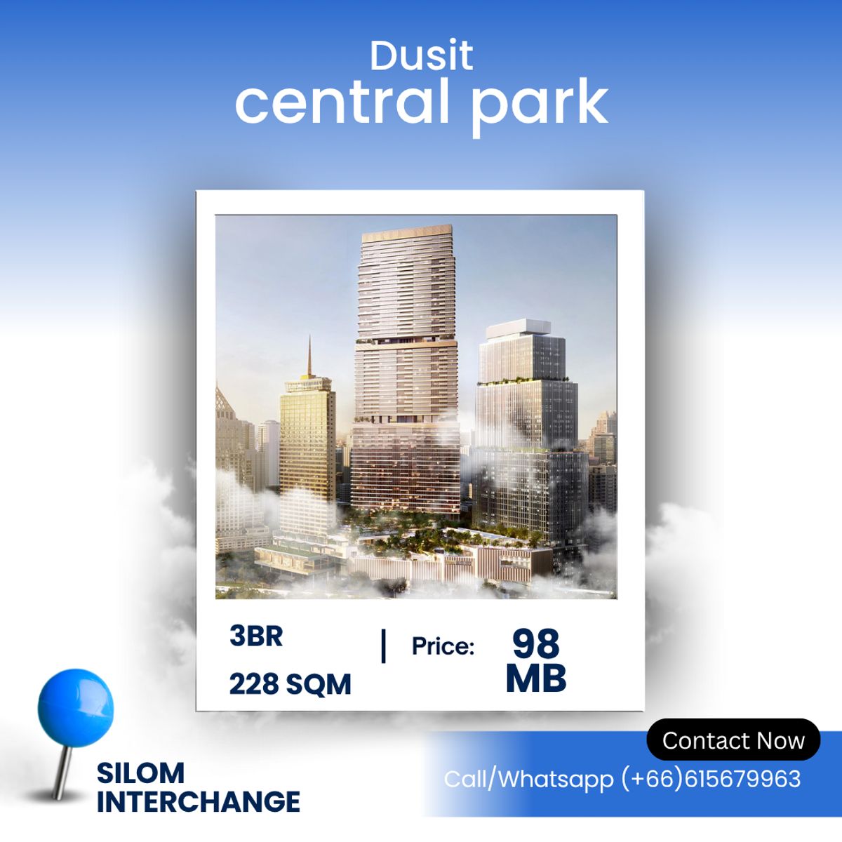ขายคอนโดสีลม ศาลาแดง บางรัก : Luxury 3-Bedrooms Residence Overlooking Lumphini Park in Bangkok's Financial District Dusit Residences