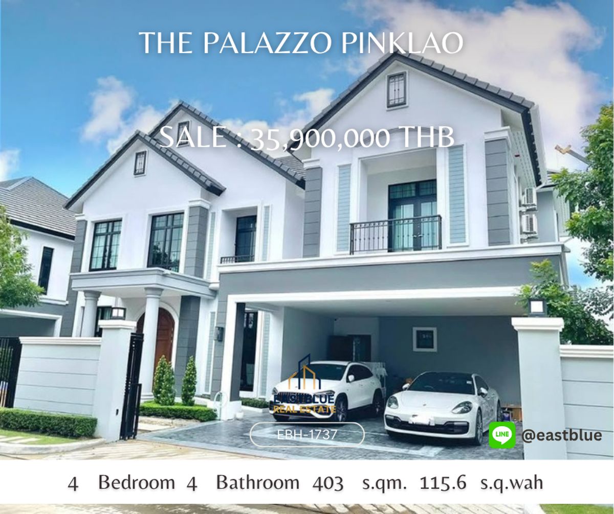 For SaleHousePinklao, Charansanitwong : Luxurious detached house for sale - The Palazzo Pinklao, an Antonio house with a living space of 403 square meters, located on the land 115.6 square wah, full built -in. There are only 45 villages.