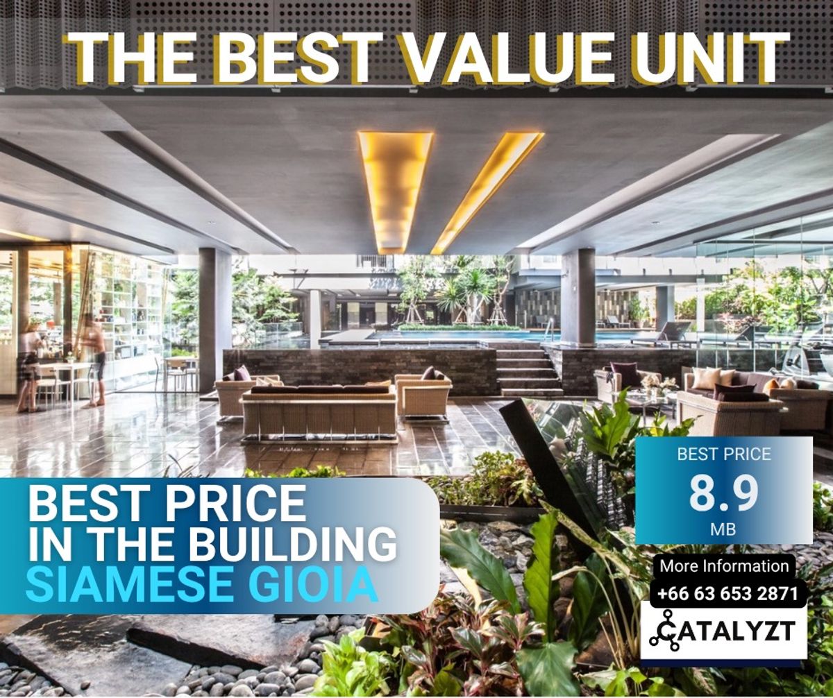 For SaleCondoSukhumvit, Asoke, Thonglor : Siamese Gioia (Sukhumvit 31) 
THE BEST PRICE IN THE BUILDING !! 
Only 8.9 MB.🔥