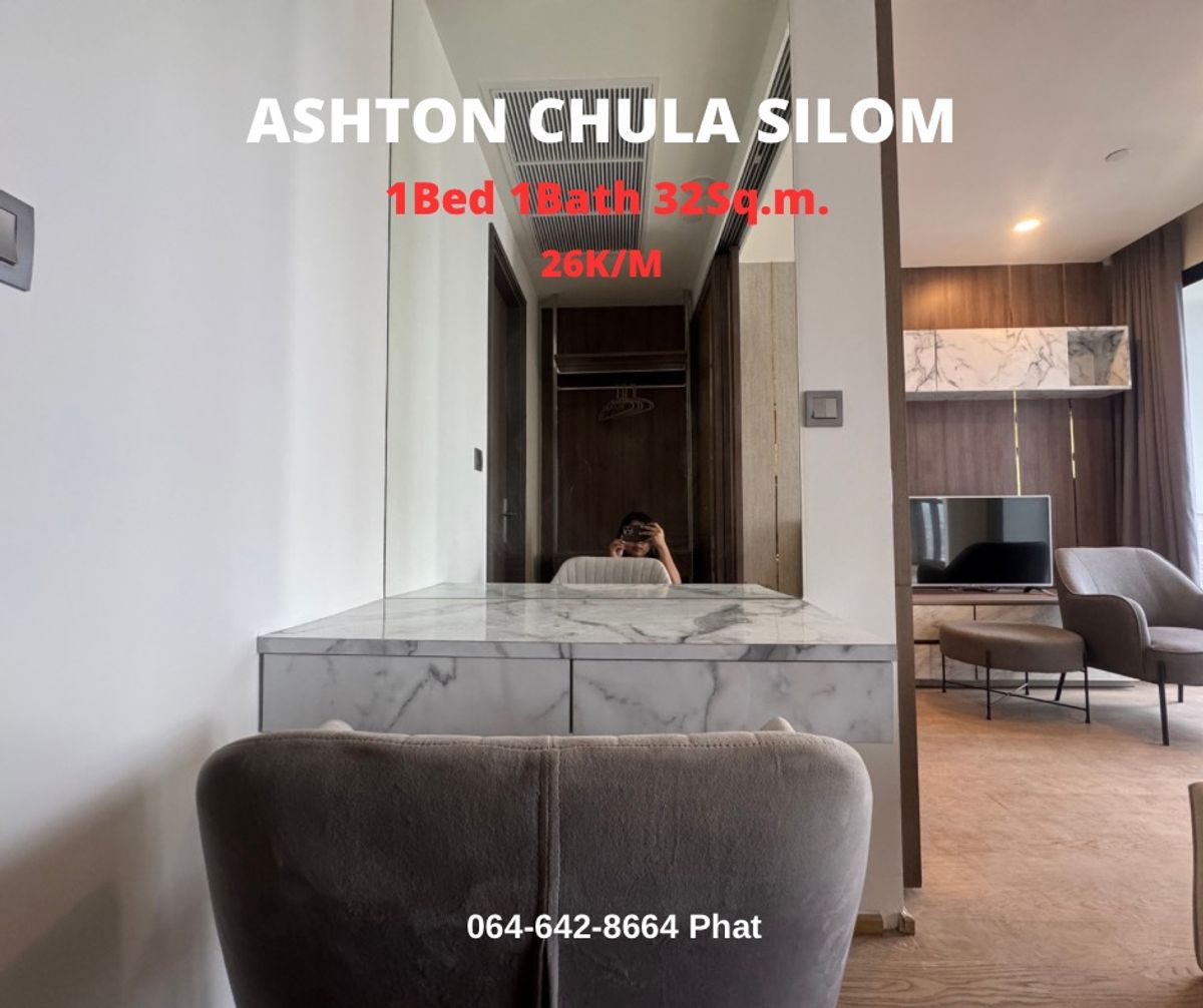 For RentCondoSiam Paragon ,Chulalongkorn,Samyan : For Rent Ashton Chula Silom1bed 1Bath 32SQ.M. 26K/MCONTACT 0646428664 (Phat)