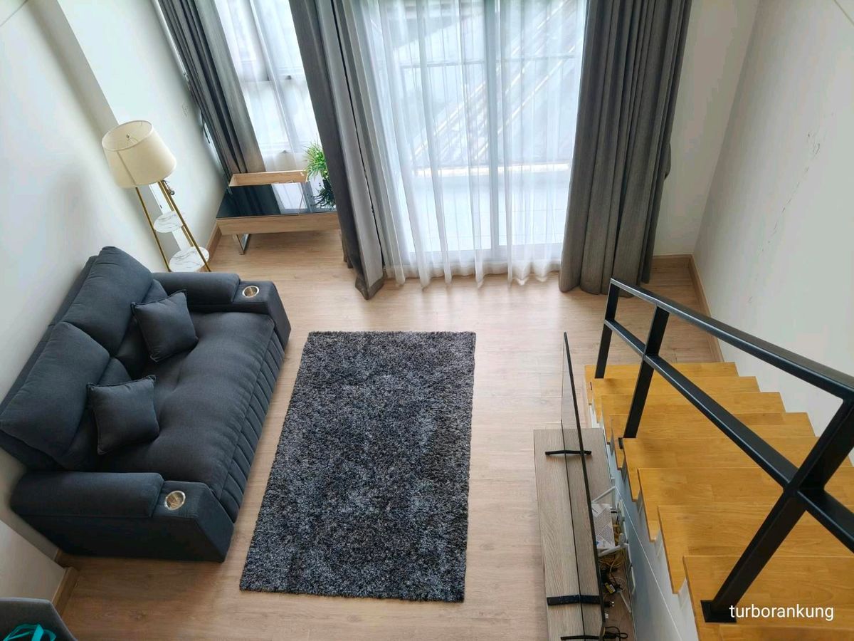 ให้เช่าคอนโดรัตนาธิเบศร์ สนามบินน้ำ พระนั่งเกล้า : คอนโด Knightsbridge Duplex Tiwanon ปล่อยเช่า ห้องสวย เกร๋ๆ ดูเพล็กซ์ แบบสองชั้น แต่งเต็มมาแล้ว60เมตรจาก MRT สีม่วง สถานีกระทรวงสาธารณสุขติดถนนใหญ่ ใกล้รถไฟฟ้า ของกินสะดวก ขนาด 42ตร.ม. เป็นสัดส่วน มีครัวทำอาหารได้ค่ะ ของครบทั้งเครื่องใช้ไฟฟ้า และ 