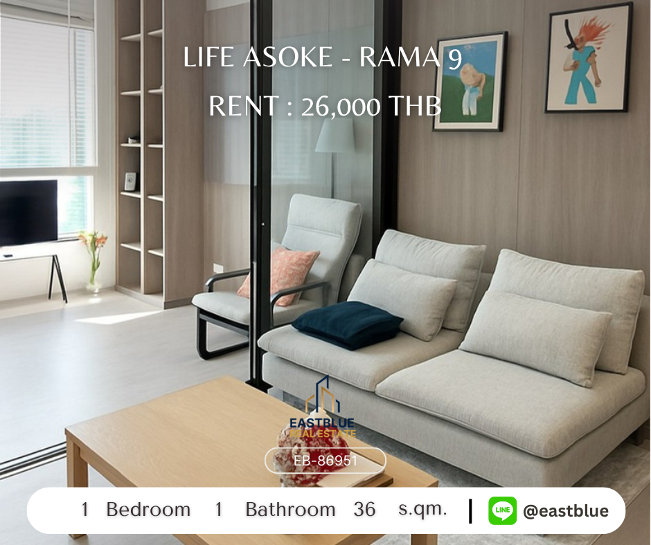 ให้เช่าคอนโดพระราม 9 เพชรบุรีตัดใหม่ RCA : เช่าคอนโด Life Asoke-Rama 9 1 ห้องนอน เริ่มต้น 26,000 บาท/เดือน 
ใกล้ BTS/MRT พระราม 9 พร้อมสระว่ายน้ำและฟิตเนสครบ!