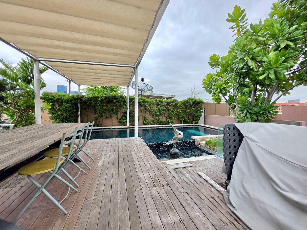 ขายคอนโดสาทร นราธิวาส : Baan Lux Sathorn: 393.85sqm  3 storey 3bed 3bath 42,000,000 private rooftop pool and garden Am: 0656199198