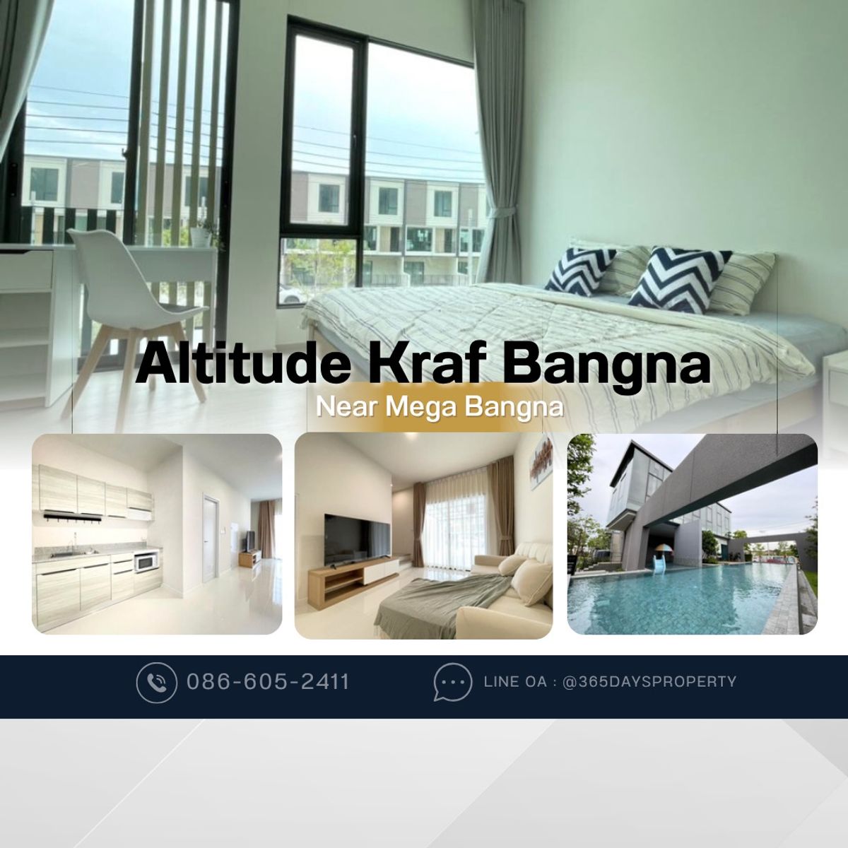 For RentTownhomeBangna, Bearing, Lasalle : 💥ForRent💥 Altitude Kraf Bangna 🏡 Near Mega Bangna‼️ Pet Friendly 🐶🐱 Fully Furnished ✨Ready to move in 