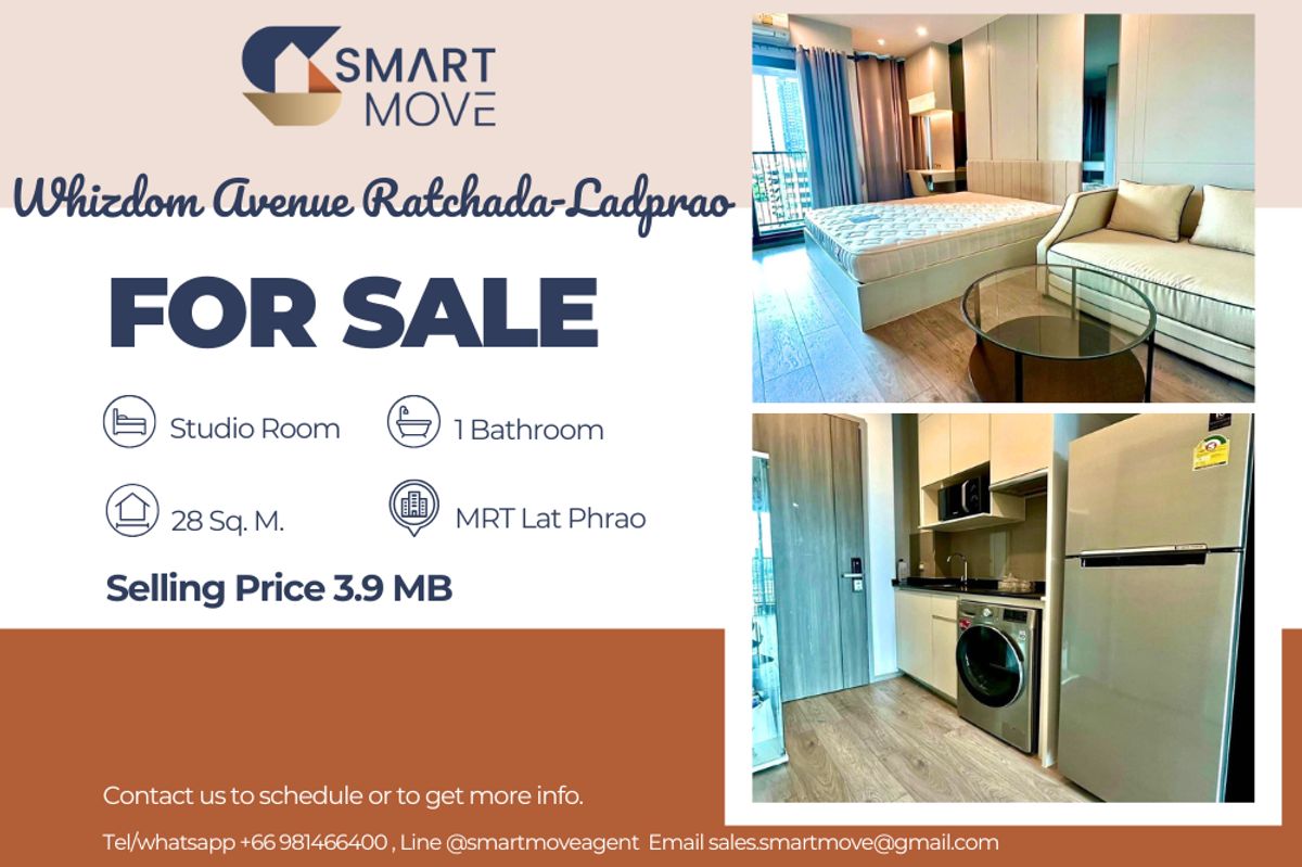 For SaleCondoLadprao, Central Ladprao : 🔥 Sale with tenant !!🔥 Code C20250600065..........Whizdom Avenue Ratchada - Ladprao, Studio room, 1 bathroom, high floor 10++, North Facing, furnished, Special Deal!!📣📣