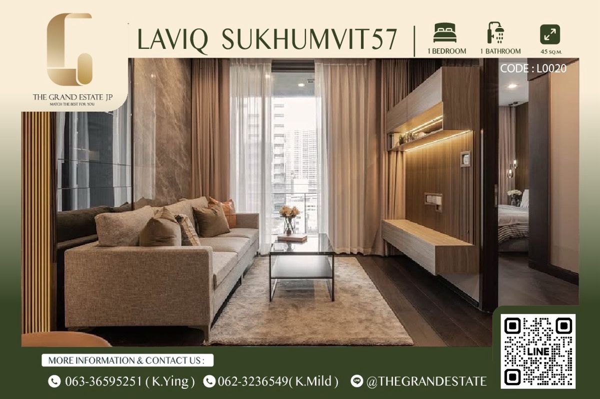 For RentCondoSukhumvit, Asoke, Thonglor : ⭐️laviq Sukhumvit 57⭐️ Rent 1 bedroom, luxury condo but worth! Ready Complete furniture With the city view!