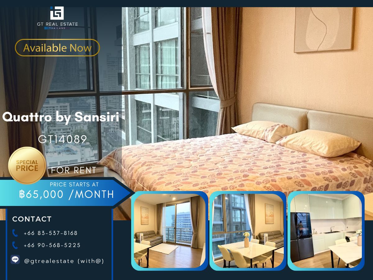 For RentCondoSukhumvit, Asoke, Thonglor : Quattro by sansiri condo is convenient to travel near the BTS train. There is a beautiful room shuttle.