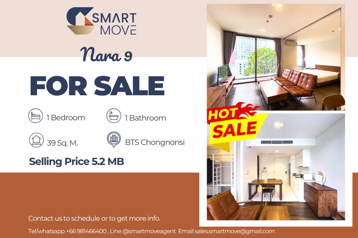 ขายคอนโดสาทร นราธิวาส : 🔥 Sale with tenant !!🔥 Code C20231100220..........Nara 9, 1 ห้องนอน, 1 ห้องน้ำ, แต่งครบ, ราคาพิเศษ!!📣📣