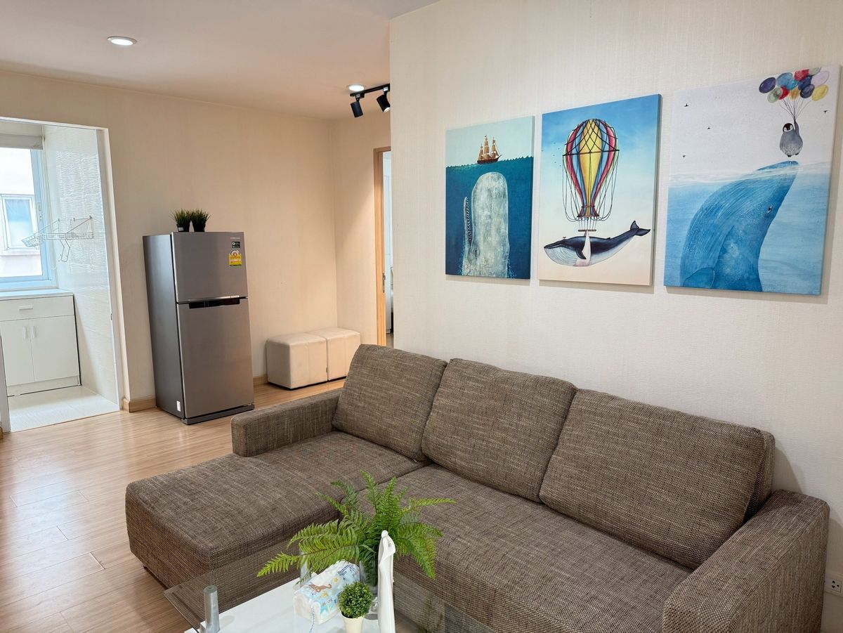 For RentCondoLadprao101, Happy Land, The Mall Bang Kapi : Rent a 2 bedroom condo, 2 bedrooms, new renovated (not raising animals)