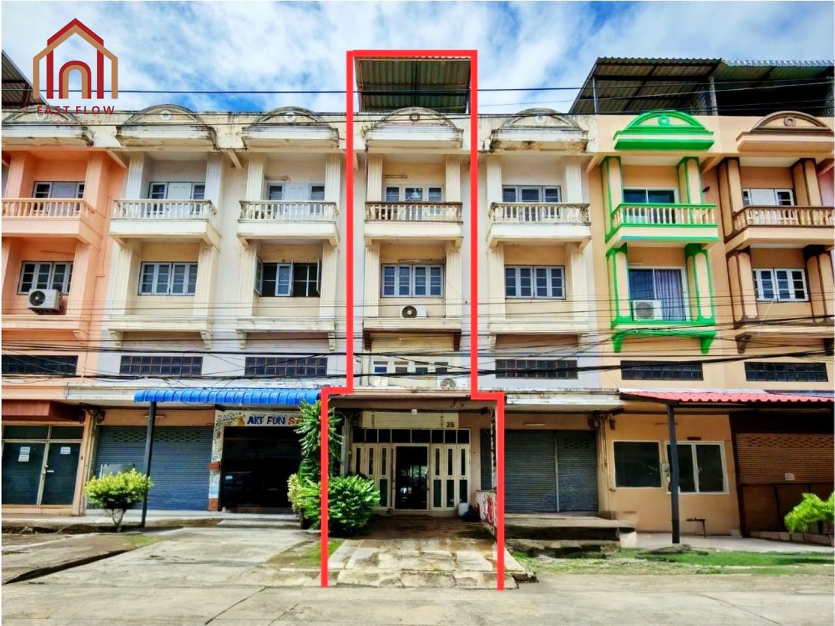 For SaleShop HouseLadkrabang, Suwannaphum Airport : For sale, 4-storey commercial building, Soi Rom Klao 44, Maruey Village, near Sarasas Witaed Rom Klao School, with roof, kitchen and garage extension, Rom Klao Road, near Suvarnabhumi Airport, Maruey Thani Muang Mai IM
