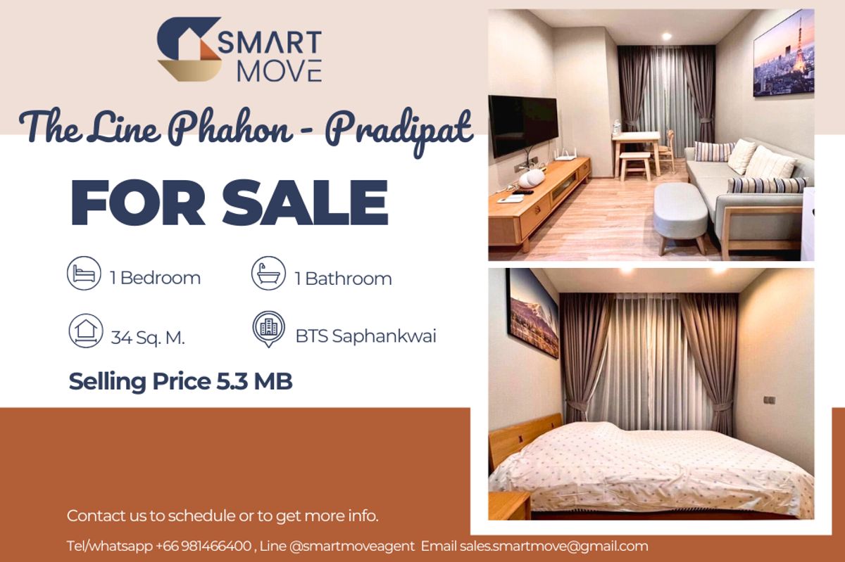 For SaleCondoSapankwai,Jatujak : 🔥 Sale with tenant !!🔥 Code C20250700008..........The Line Phahon - Pradipat, 1 bedroom, 1 bathroom, high floor 10++, furnished, Special Deal!!📣📣
