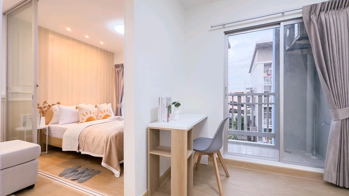 For SaleCondoLadprao101, Happy Land, The Mall Bang Kapi : Not small! 😍🤩 The room is beautiful than the price. At Ladprao 101💚💚 & quot; plum condo Ladprao 101 & quot; Near MRT🚅