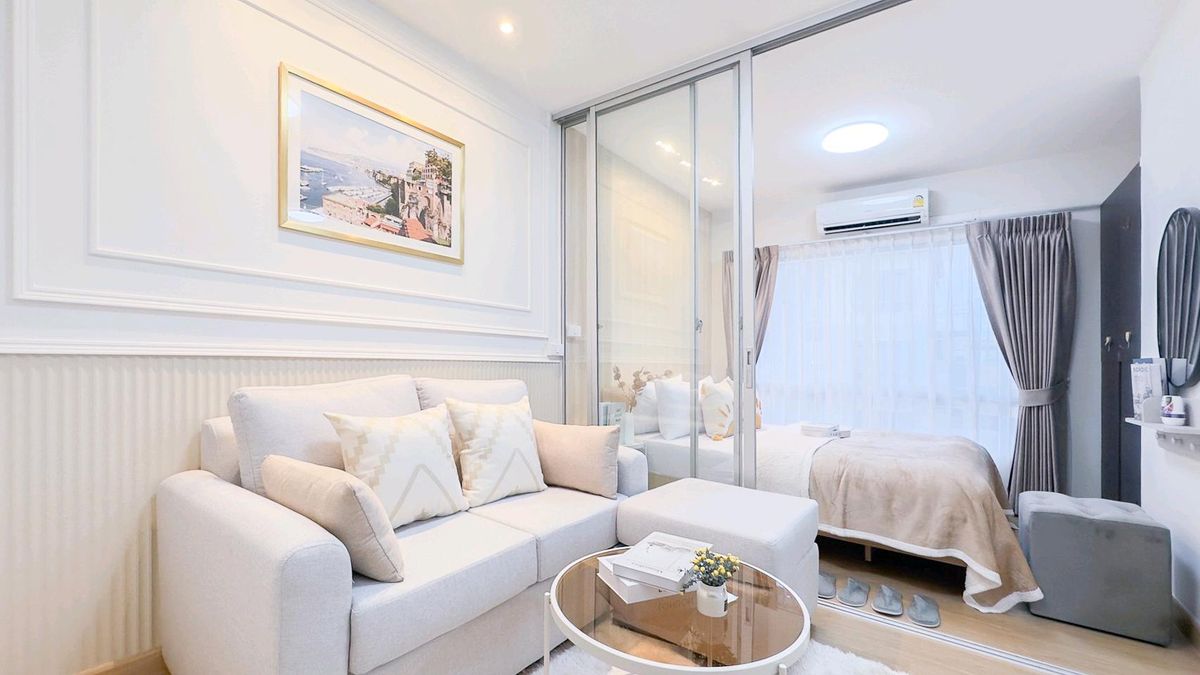 For SaleCondoLadprao101, Happy Land, The Mall Bang Kapi : Not small! 😍🤩 The room is beautiful than the price. At Ladprao 101💚💚 & quot; plum condo Ladprao 101 & quot; Near MRT🚅