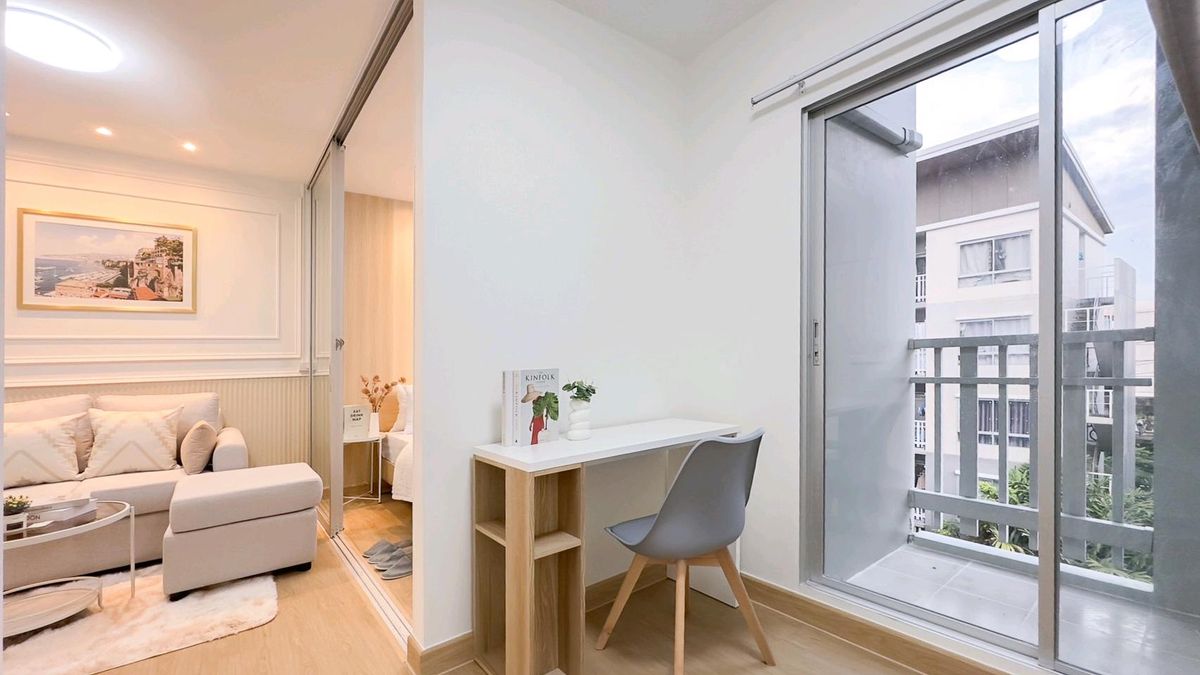 For SaleCondoLadprao101, Happy Land, The Mall Bang Kapi : Not small! 😍🤩 The room is beautiful than the price. At Ladprao 101💚💚 & quot; plum condo Ladprao 101 & quot; Near MRT🚅