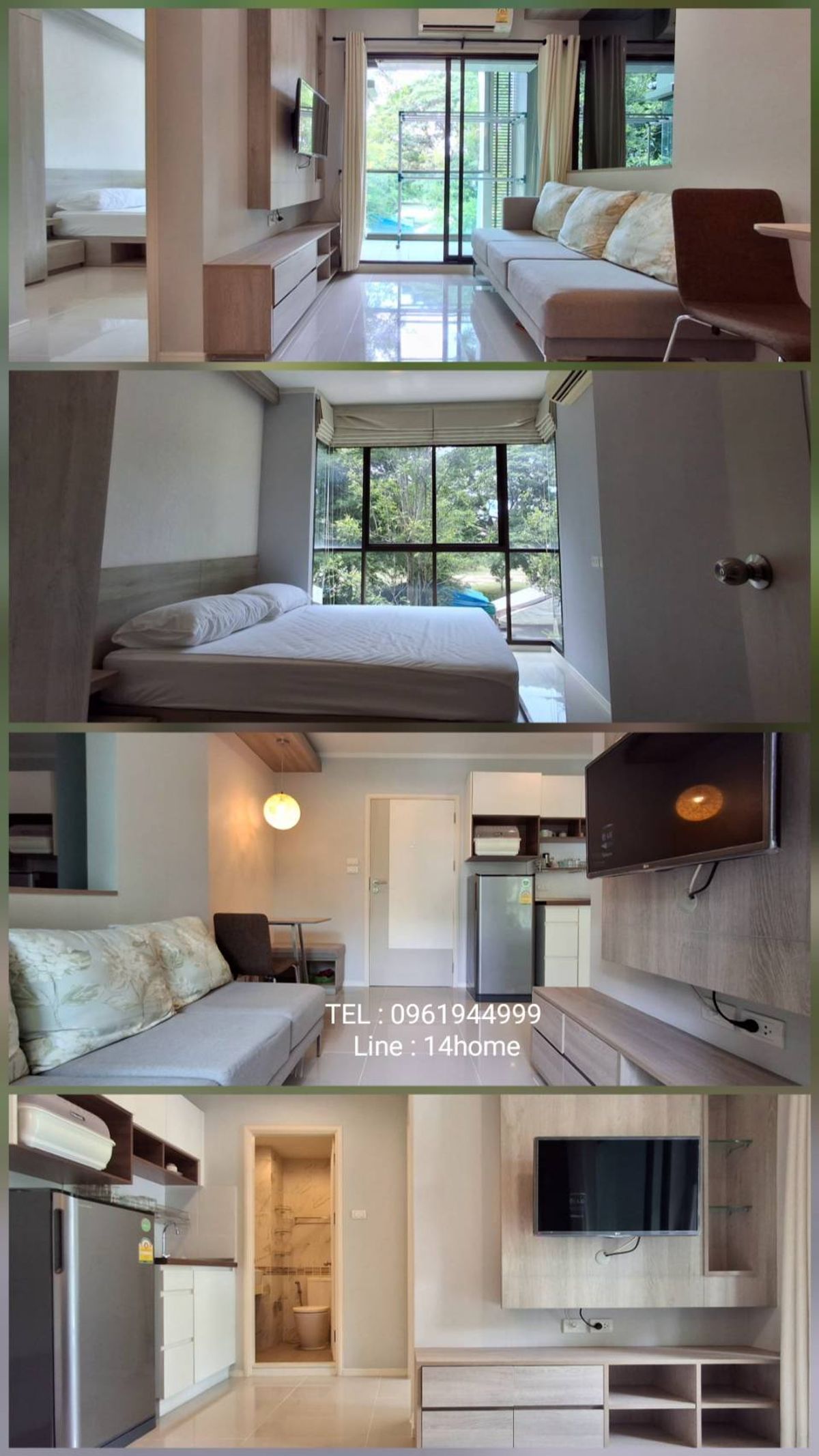For RentCondoCha-am Phetchaburi : Condo rental 28.10 sqm, Lumpini Park Beach, Cha -am, A4 Building (next to Cha -am Beach), 2nd floor, garden view, Cha -Am Road, 6 sides of the balcony north.