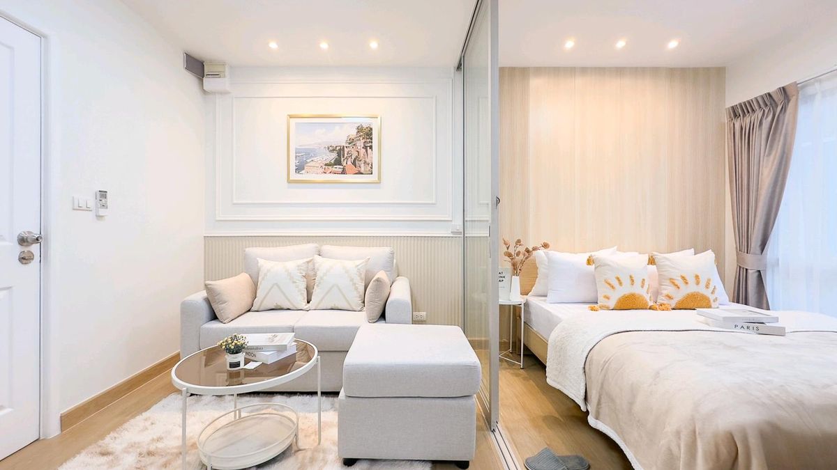 For SaleCondoLadprao101, Happy Land, The Mall Bang Kapi : Not small! 😍🤩 The room is beautiful than the price. At Ladprao 101💚💚 & quot; plum condo Ladprao 101 & quot; Near MRT🚅