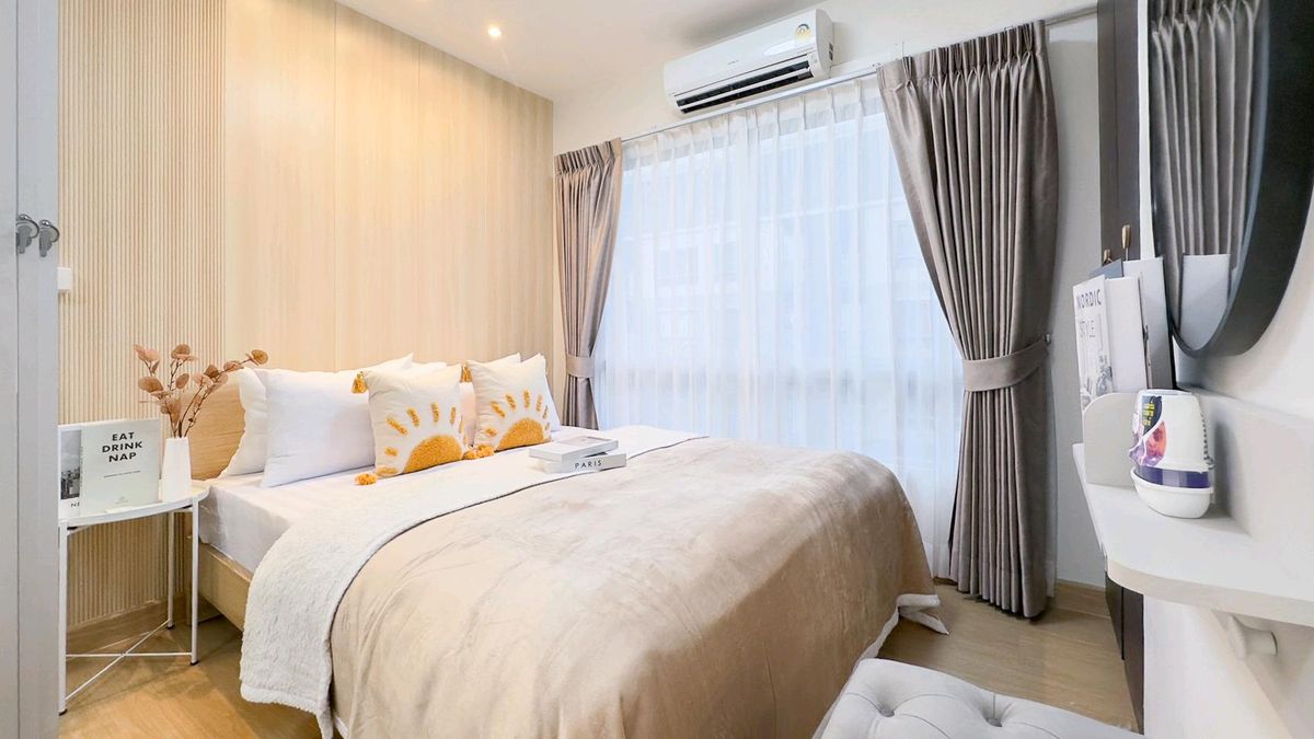 For SaleCondoLadprao101, Happy Land, The Mall Bang Kapi : Not small! 😍🤩 The room is beautiful than the price. At Ladprao 101💚💚 & quot; plum condo Ladprao 101 & quot; Near MRT🚅