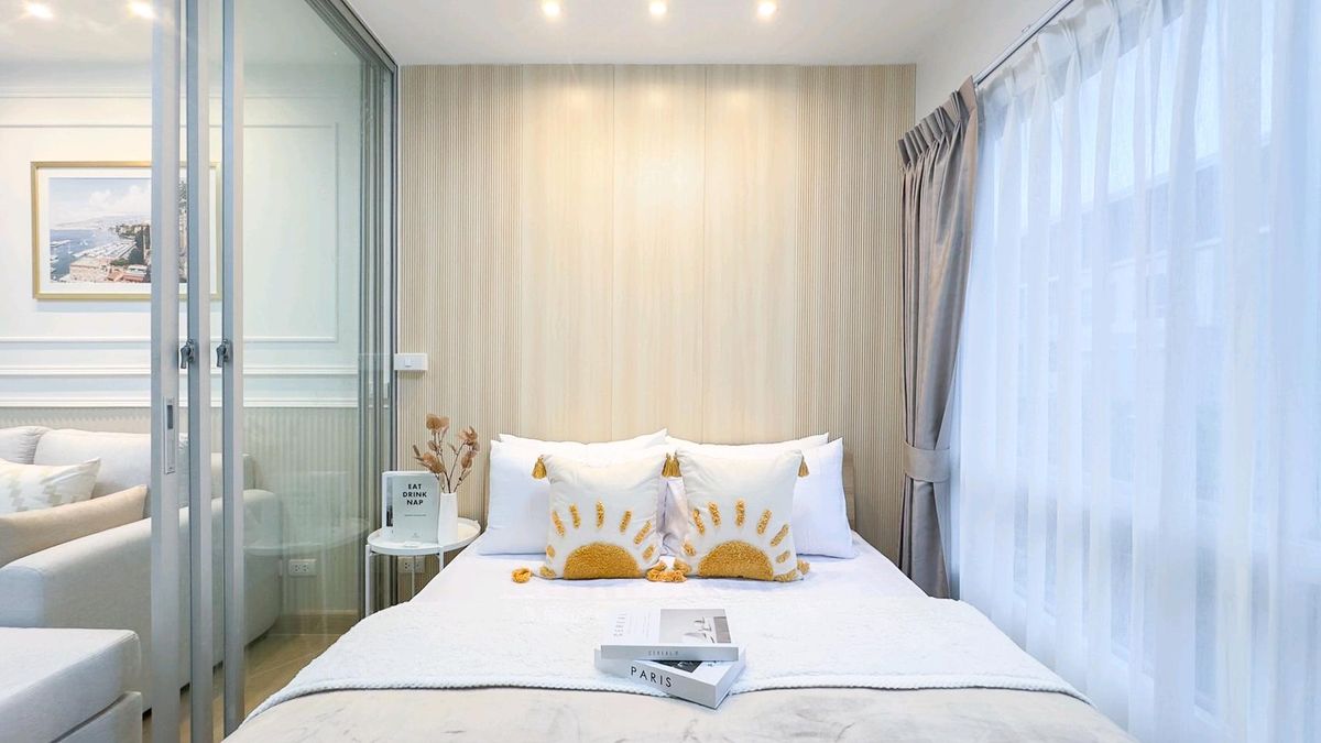 For SaleCondoLadprao101, Happy Land, The Mall Bang Kapi : Not small! 😍🤩 The room is beautiful than the price. At Ladprao 101💚💚 & quot; plum condo Ladprao 101 & quot; Near MRT🚅