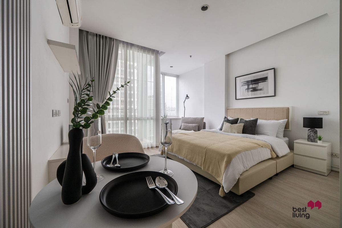 For SaleCondoRama9, Petchburi, RCA : 🏙️ Beautiful room, separate kitchen in the heart of Rama 9, convenient to travel with
